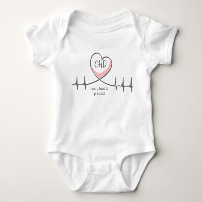CHD EKG Heart Warrior Baby Jersey Bodysuit Strampler (Vorderseite)