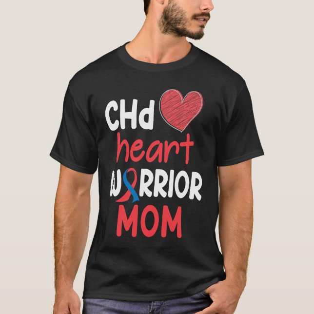 CHD Heart Disease Warrior Proud MOM Awareness Ribb T-Shirt (Vorderseite)