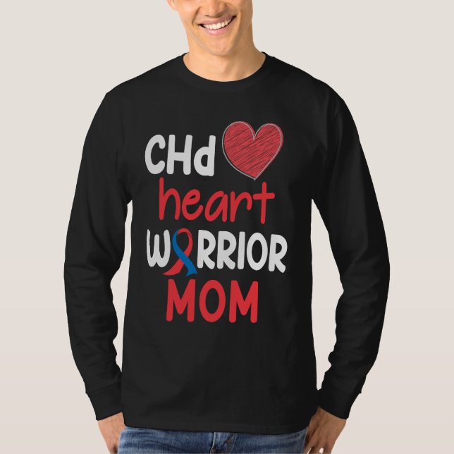CHD Heart Disease Warrior Proud MOM Awareness Ribb T-Shirt (Vorderseite)