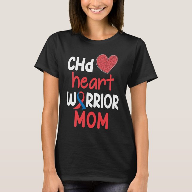 CHD Heart Disease Warrior Proud MOM Awareness Ribb T-Shirt (Vorderseite)
