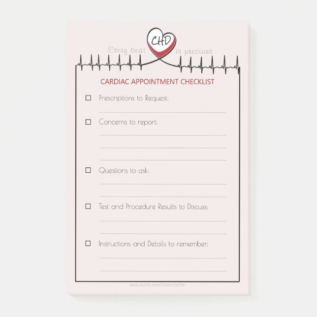 CHD Heartbeat Ernennung Nachbesprechung Post-it Klebezettel (Vorderseite)