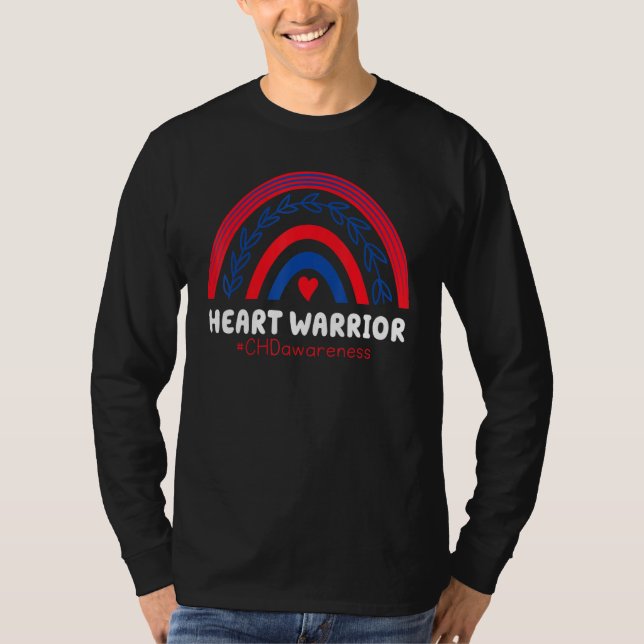 Chd Warrior Red & Blue Rainbow He Disease Awarenes T-Shirt (Vorderseite)