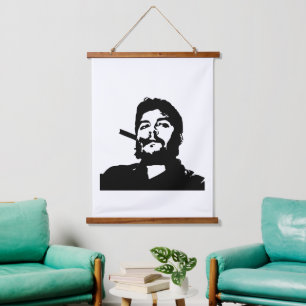Che Guevara, Comandante, Revolution, Kuba, Havanna Wandteppich Mit Holzrahmen