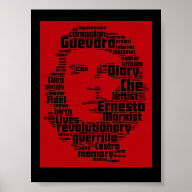 Che Guevara Wort Cloud Print Poster (Vorne)