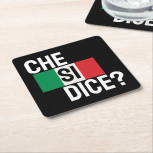 Che Si Dice? - "Was ist los?" Italienisches Sprich Rechteckiger Pappuntersetzer