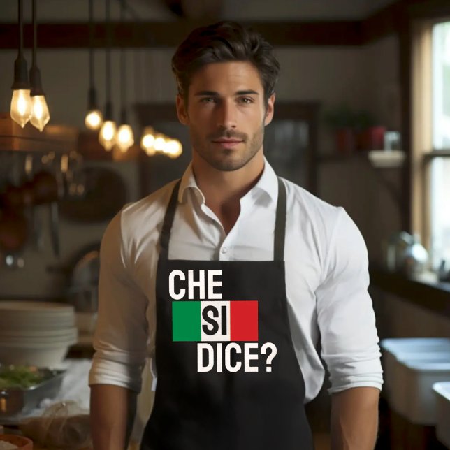 Che Si Dice? - "Was ist los?" Italienisches Sprich Schürze (What's Up? in Italian. Che si dice? (What's Up?) black apron Italian and Sicilian heritage gift)