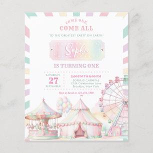 CHEAP Girl Pastel Color Carnival Circus Geburtstag Flyer