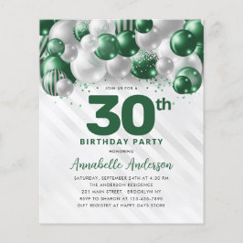 Cheap Green Silver Ballon Glitzer 30. Geburtstag Flyer