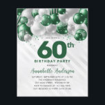 Cheap Green Silver Ballon Glitzer 60. Geburtstag Flyer<br><div class="desc">Moderner Glam Emerald Green Silver Ballon Glitzer Sparkle jedes Alter Geburtstag Einladung</div>