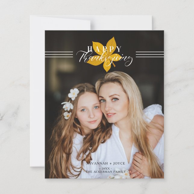 Cheap Happy Thanksgiving Script Leaves Photo (Vorderseite)