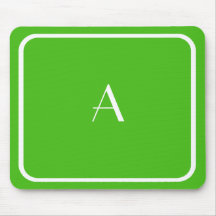 Cheap Kelly Green Mousepad mit weißem Monogramm
