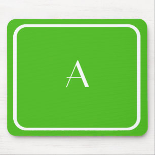 Cheap Kelly Green Mousepad mit weißem Monogramm
