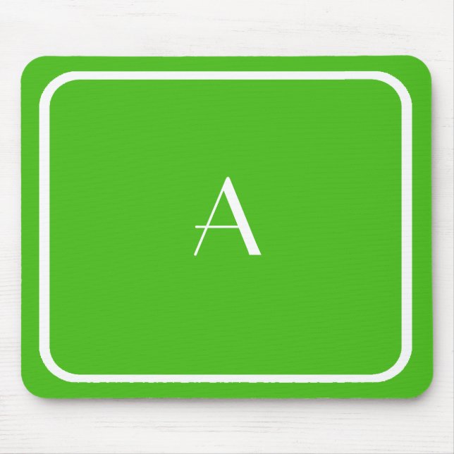 Cheap Kelly Green Mousepad mit weißem Monogramm (Vorne)