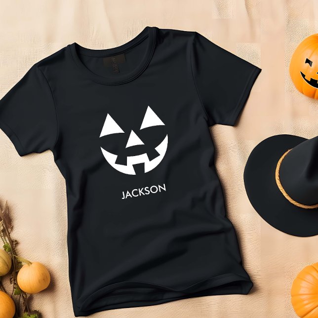CHEAP KÜRBISLATERNE PUMPKIN-GESICHT INDIVIDUELLE N BABY T-SHIRT (JACK O' LANTERN PUMPKIN SMILE AFFORDABLE BABY T-SHIRT WITH CUSTOM NAME)