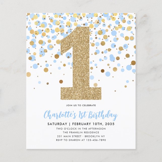 Cheap Light Blue Gold Confetti Girl Flyer (Vorne)