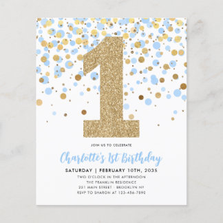 Cheap Light Blue Gold Confetti Girl Flyer