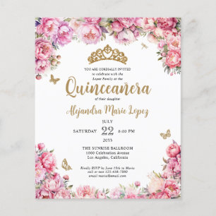 Cheap Pink Glitzer Tiara Quinceañera Flyer
