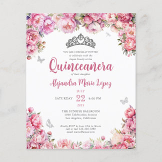 Cheap Pink Silver Glitzer Tiara Quinceañera Flyer