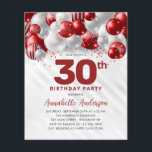 Cheap Red Silver Balloon Glitzer 30. Geburtstag Flyer<br><div class="desc">Modern Glam Burgund Red Silver Ballon Glitzer Sparkle jedes Alter Geburtstag Einladung</div>