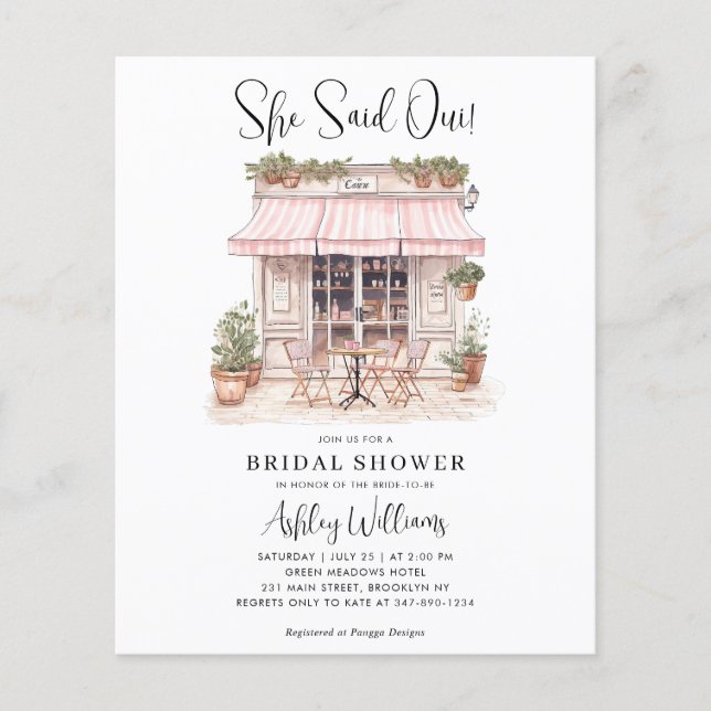 Cheap She Said Oui Paris Theme Café Brautparty Flyer (Vorne)