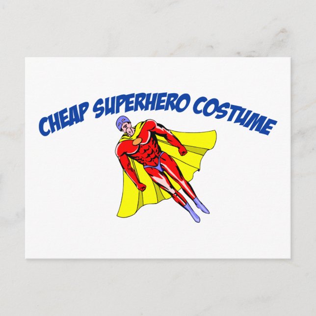 Cheap Superhero Kostüm Postkarte (Vorderseite)