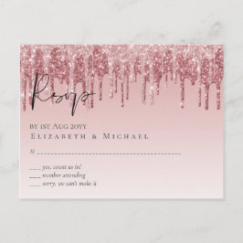 CHEAPEST Rose Gold Pink Glitzer Hochzeit Postkarte