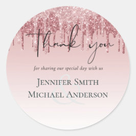 CHEAPEST Rose Gold Pink Glitzer Hochzeit Runder Aufkleber