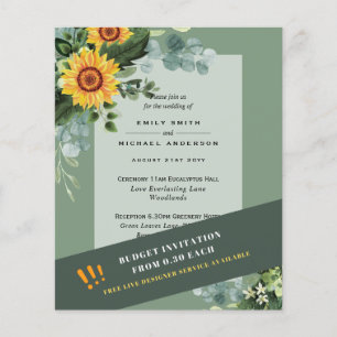 CHEAPEST WEDD INVITATIONS Sonnenblumen Eukalyptus Flyer