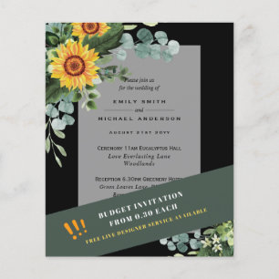 CHEAPEST WEDD INVITATIONS Sonnenblumen Eukalyptus Flyer