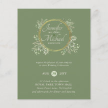 CHEAPEST Wedding Invitation Green Wreath BUDGET