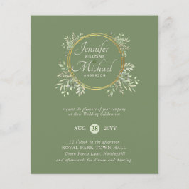 CHEAPEST Wedding Invitation Green Wreath BUDGET