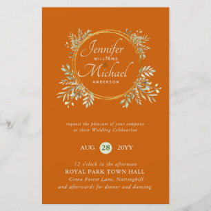 CHEAPEST Wedding Invitation Green Wreath BUDGET
