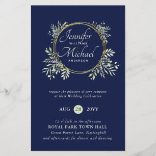 CHEAPEST Wedding Invitation Green Wreath BUDGET