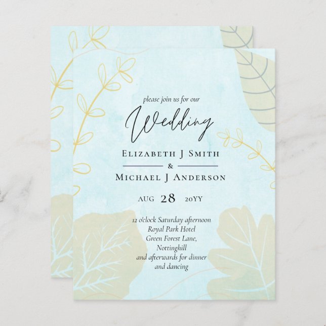 Cheapest Wedding Watercolor Blue Wash Script (Vorne/Hinten)