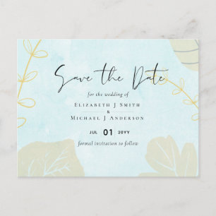 Cheapest Wedding Watercolor Blue Wash Script Postkarte