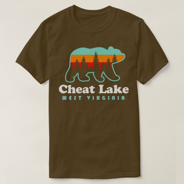 Cheat Lake West Virginia Camping Bear Retro T-Shirt (Design vorne)