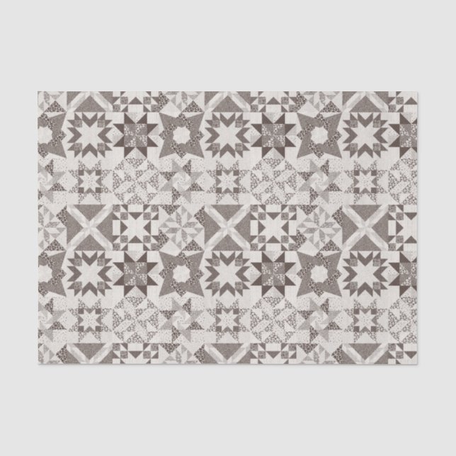 Cheater Traditionelle Patchwork Stars Quilt Black Seidenpapier (Vorderseite)