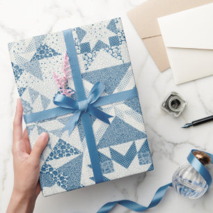 Cheater Traditionelle Patchwork Stars Quilt Blue Geschenkpapier