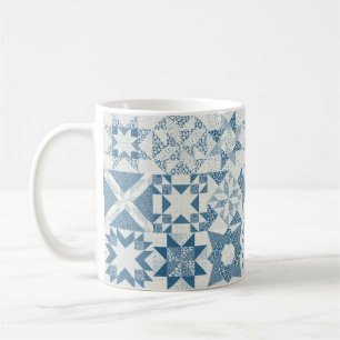 Cheater Traditionelle Patchwork Stars Quilt Blue Kaffeetasse