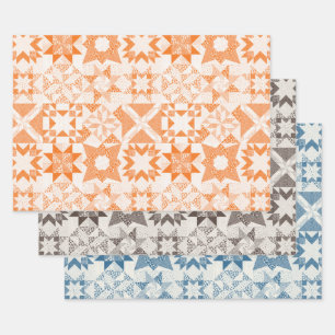 Cheater Traditionelle Patchwork Stars Quilt Mixed Geschenkpapier Set