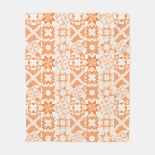 Cheater Traditionelle Patchwork Stars Quilt Orange Fleecedecke