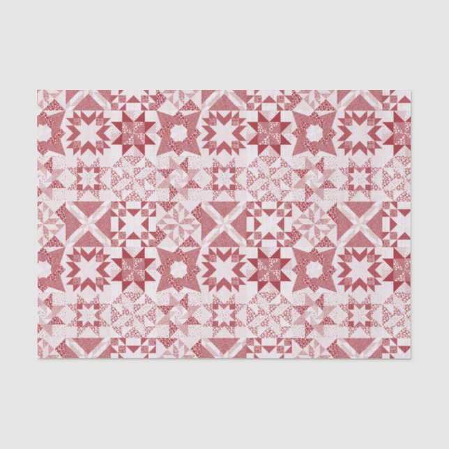 Cheater Traditionelle Patchwork Stars Quilt Red Seidenpapier (Vorderseite)