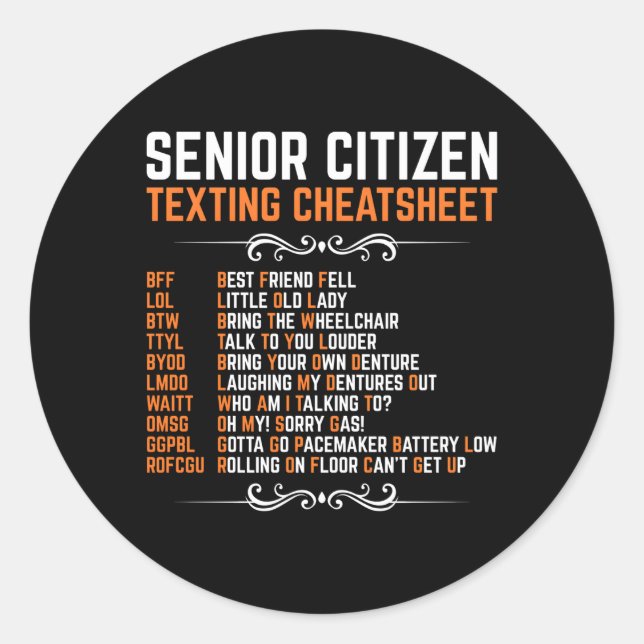 Cheatsheet "Simstest Code of Senior Citizen Group" Runder Aufkleber (Vorderseite)