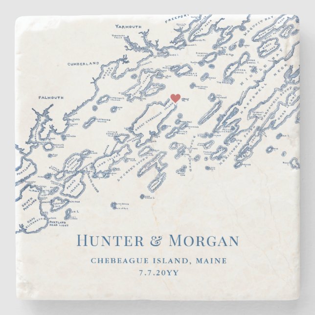 Chebeague Island Maine Hochzeit in Urlaubsort Gefa Steinuntersetzer (Vorderseite)