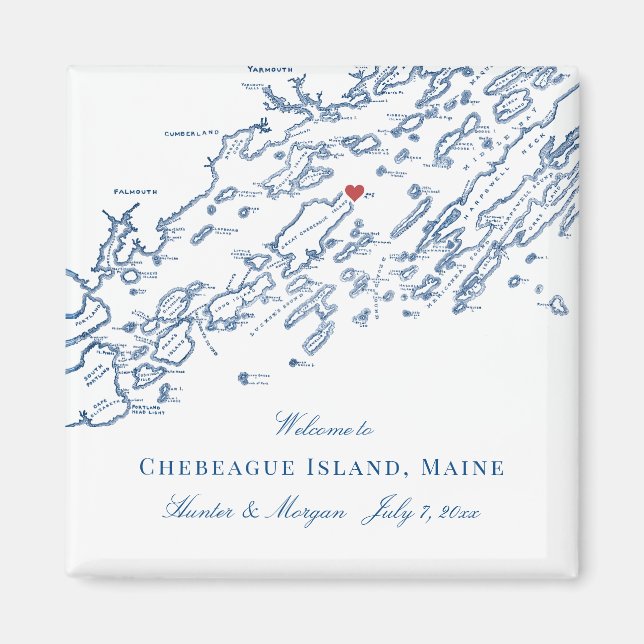 Chebeague Island Maine Karte Elegant Wedding Favor Magnet (Vorne)