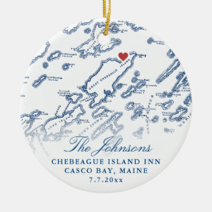 Chebeague Island Map Neugezogenes Foto Weihnachten Keramik Ornament
