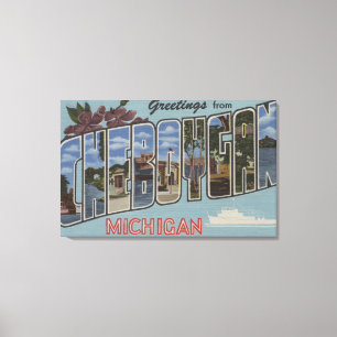Cheboygan, Michigan - Große Buchstabenszenen Leinwanddruck