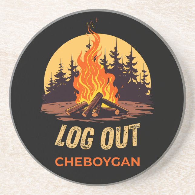 Cheboygan Michigan Lagerfeuer Getränkeuntersetzer (Vorne)
