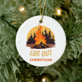 Cheboygan Michigan Lagerfeuer Keramik Ornament