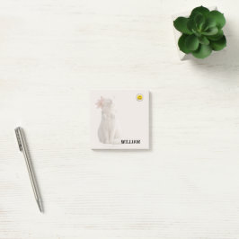 CHECK MEO White Cat with Headphones – Personalized Post-it Klebezettel